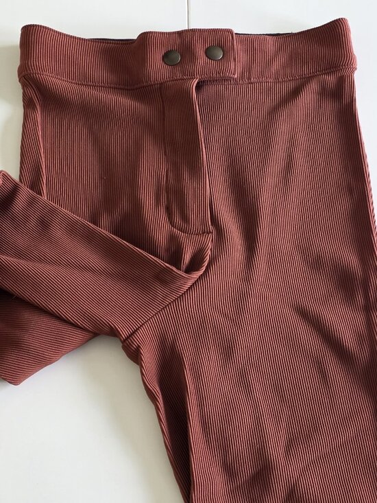 American Apparel Riding Pant M Rust Brown Ribbed Equestrian High Rise Stretch - Picture 9 of 16